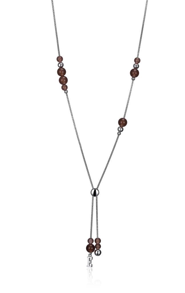 NR0LB79C-W Bacio Smokey Quartz Adjustable Bolo Necklace