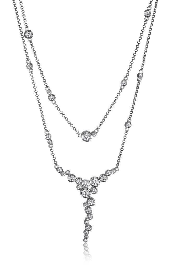 NR0LBC2-W Bubble Double Strand Cubic Zirconia Necklace