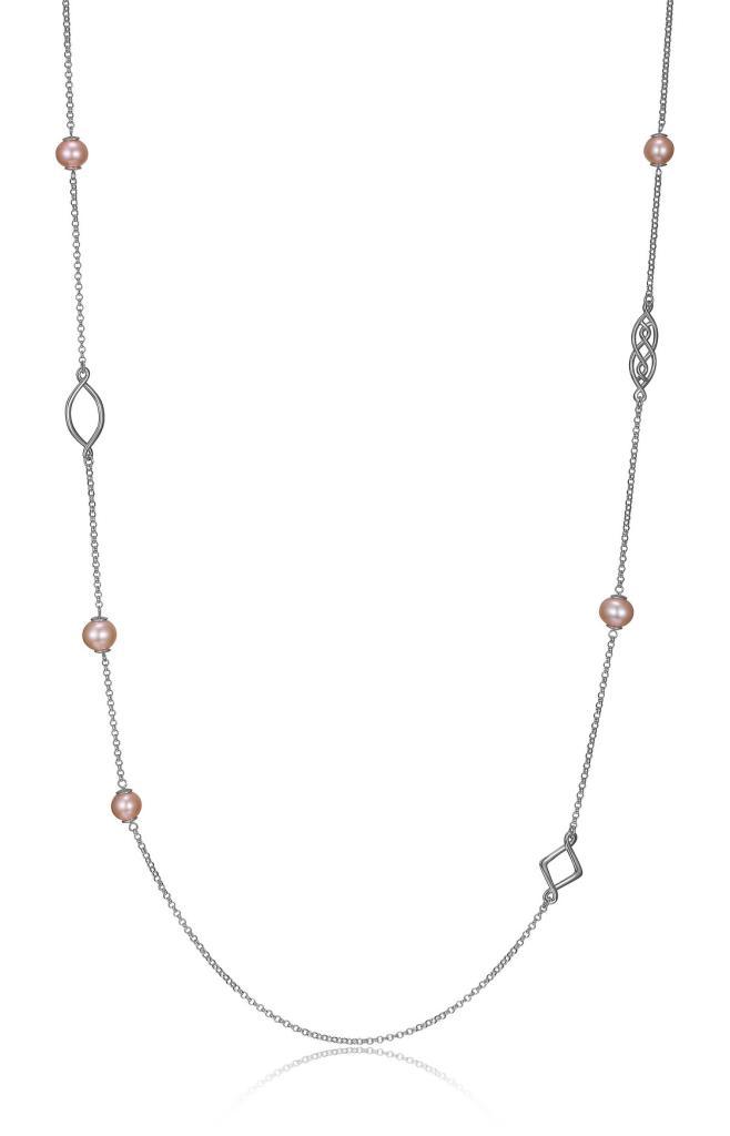 NR0LB5D-W Majestic Pink Pearl Station Necklace