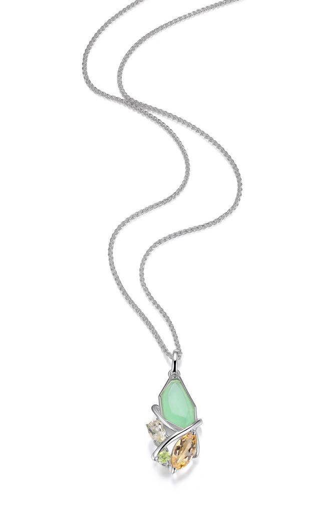 NR0LB7C-W Bouquet Dyed Green Quartzite Necklace