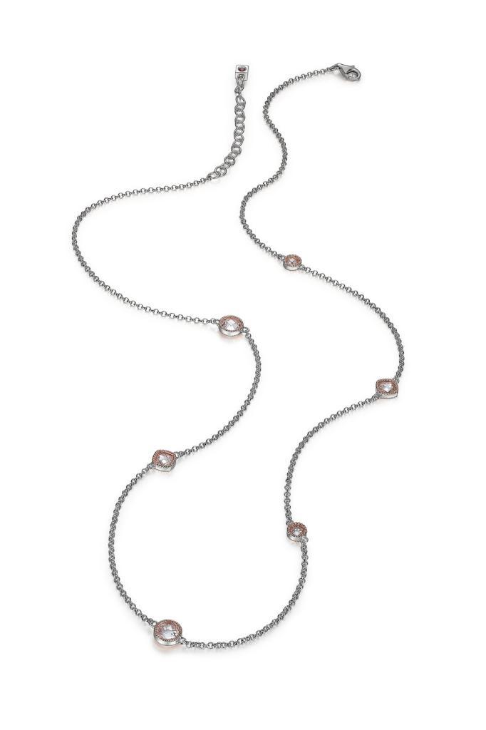 NR0LB5S-2T Essence Bezel Set Cushion Station Long Necklace