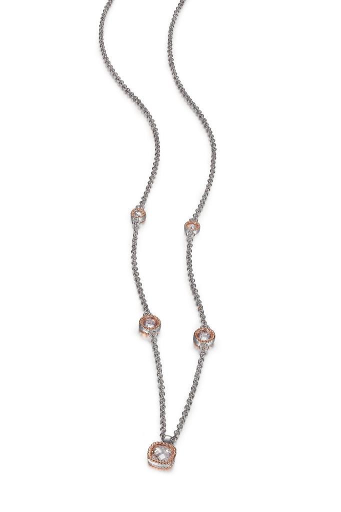 NR0LB5P-2T Essence Bezel Set Cushion Station Necklace