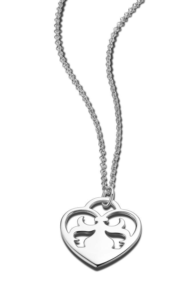 NR0LAXF-W Damask Filigree Heart Pendant Necklace