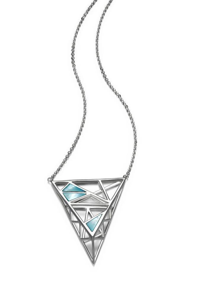 NR0LB91-W Charisma Blue Mother of Pearl  Long Necklace