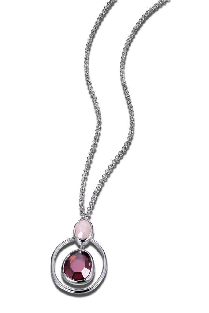 NR0LB4F-W Sugar Melon Rose Quartz and Cubic Zirconia Necklace