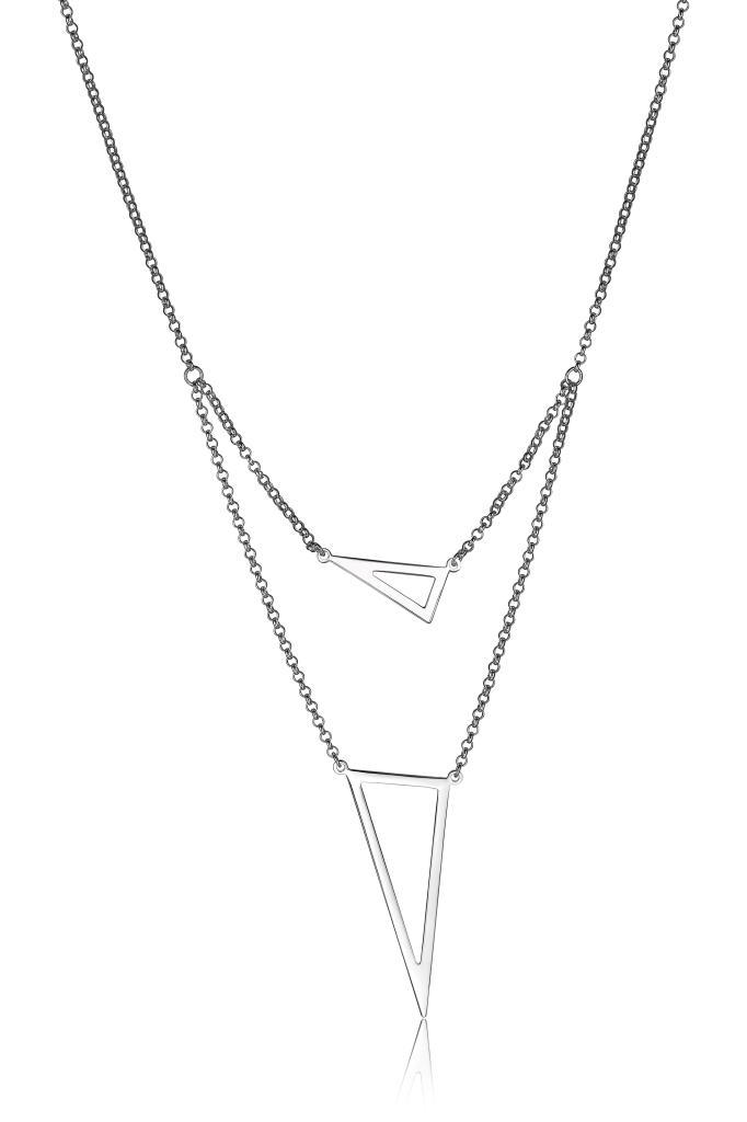 NR0LB5H-W Tryst Two Layer Triangle Necklace