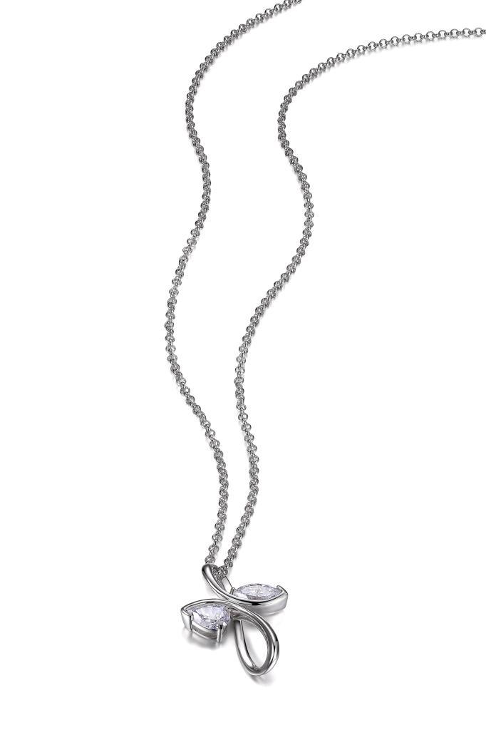 NR0LB5Q-W Toi Et Moi Cubic Zirconia Bypass Necklace