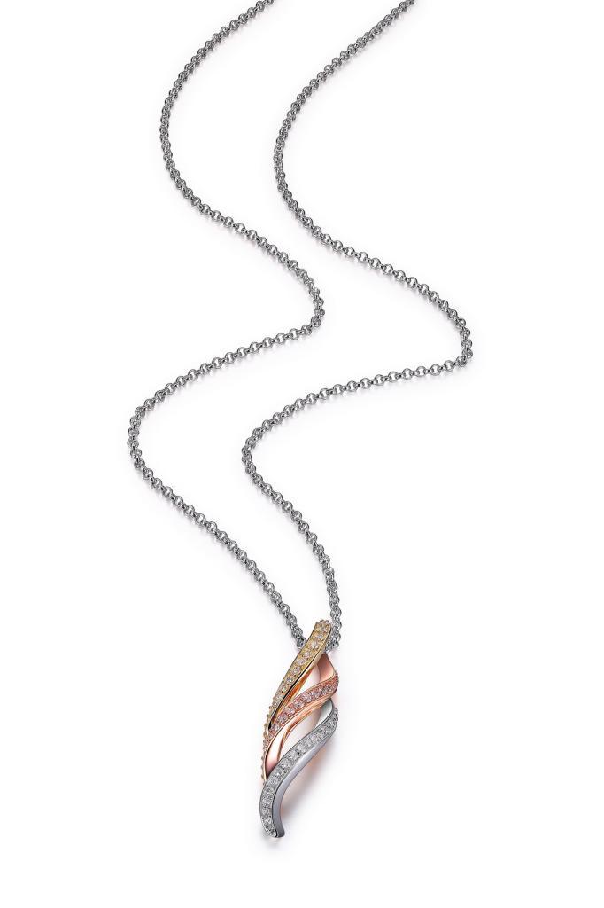 NR0LB70-3T Ocean Twisted Three Tone Twisted Necklace