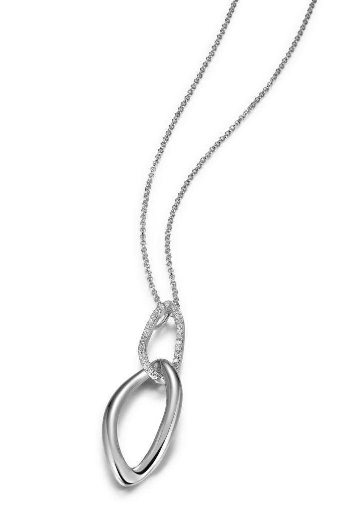 NR0LB43-W Oval Link Cubic Zirconia Necklace