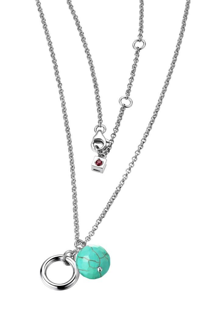 NR0LAJGA-W Succession Simulated Turquoise Bead Necklace