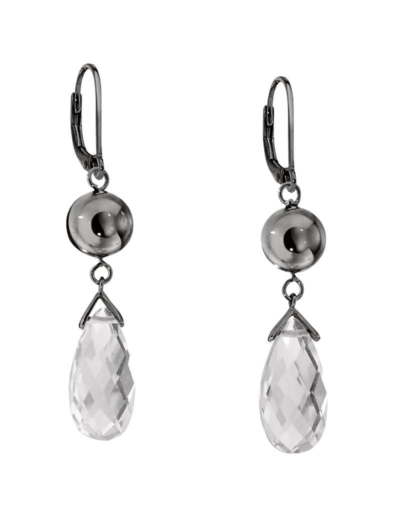 E62LB70-GM Elusive Clear Crystal Lever Back Drop Earrings