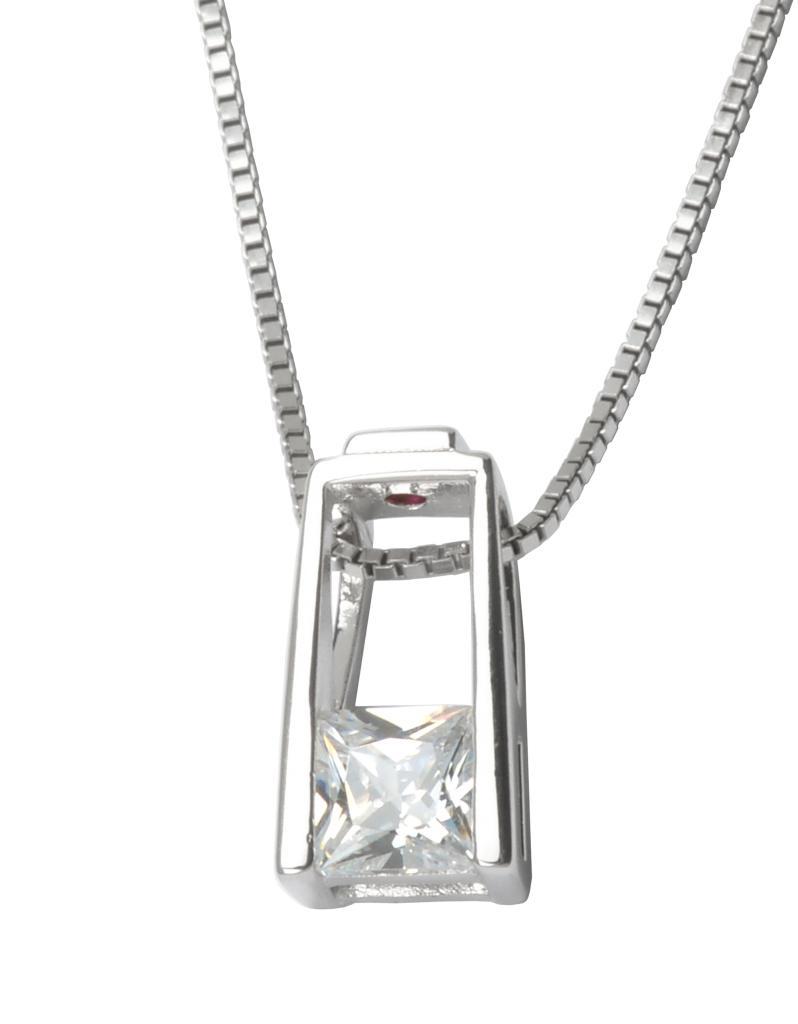 N63L003-W Solitaire Cubic Zirconia Pendant Necklace