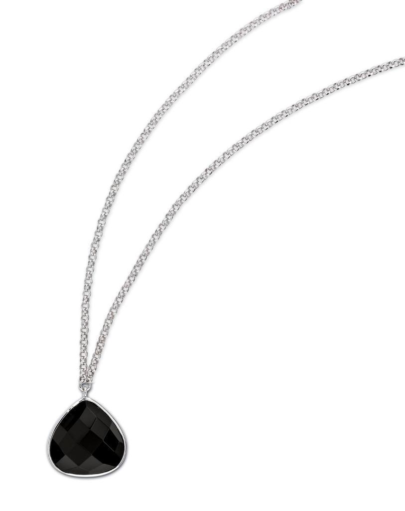 NR0LAHD-W Perimeter Black Agate Pear Shape Necklace