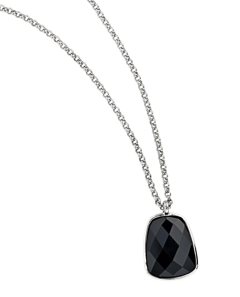 NR0LAHF-W Melody Trapezoid Black Agate Necklace