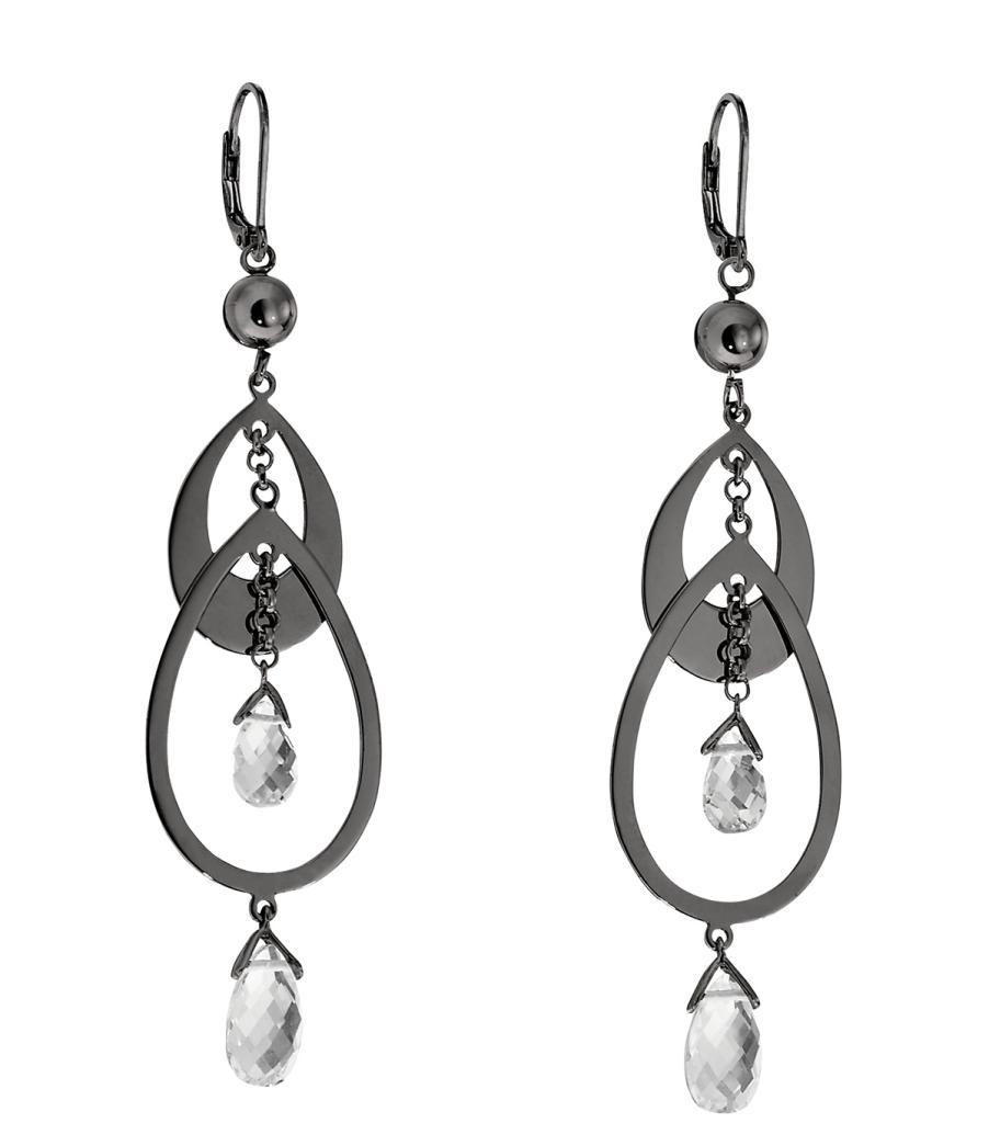 E62LB68-GM Elusive Clear Crystal Drops Lever Back Earrings