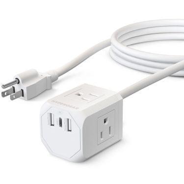 MS53288 Wall Charger Power Strip Extension Cord Charge 6 Devices - 3AC 1x USB-C -3 Amp- 2x USB-A -2.4 Amp each- 5ft