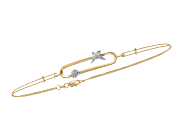 CJ Diamond 14k Gold Butterfly and Stone Bracelet  - Gold