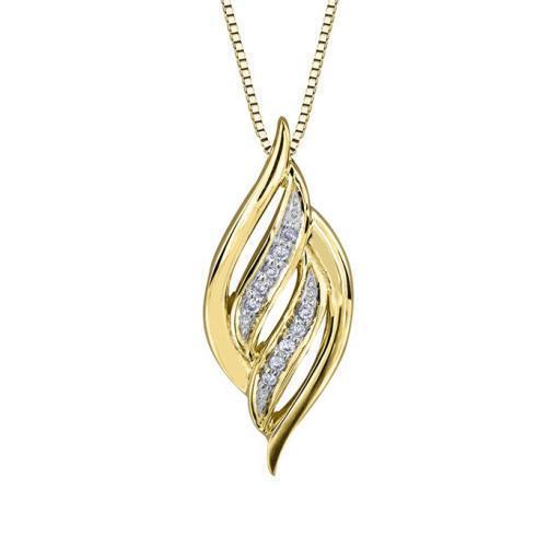 Diamond Swirl Pendant in 10K Yellow Gold (0.03 CT TW)