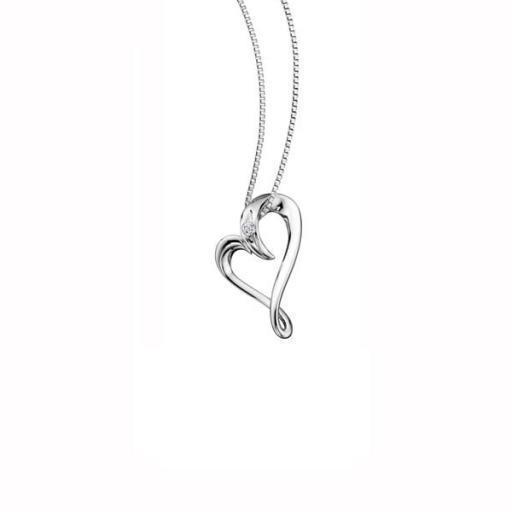 Canadian Diamond Solitaire Heart Pendant in Sterling Silver (0.04 CT.)