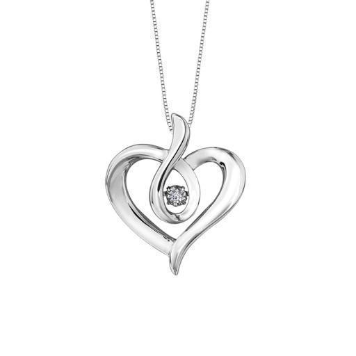 Canadian Diamond Solitaire Heart Pendant in Sterling Silver (0.14 CT.)