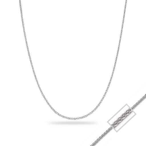 18" 14K White Gold Wheat Chain Necklace - 3.43gm