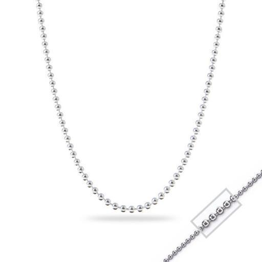14K White Gold 18" Necklace - Bead