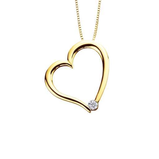 Canadian Diamond Solitaire Heart Pendant in 10K Yellow Gold (0.03 CT.)
