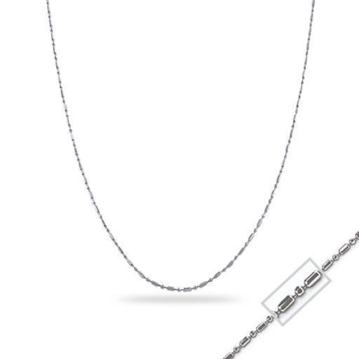 18" 14K White Gold Alternating Diamond Cut Ball Chain Necklace - 2.52gm