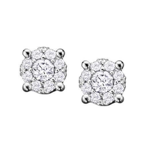 Diamond Framed Stud Earrings in 10K White Gold (0.08 CT. T.W.)