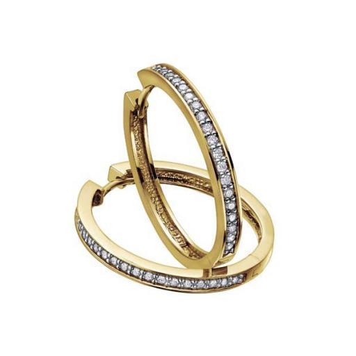 Diamond Hoop Earrings in 10K Yellow Gold (0.10 CT. TW)