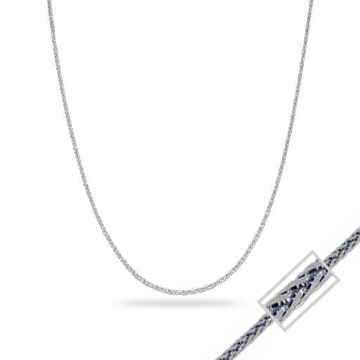 14K White Gold 18" Necklace - Square Wheat