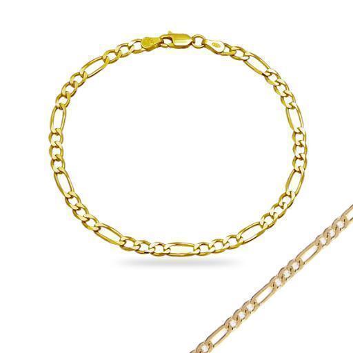 14K Yellow Gold Figaro 7" Chain Bracelet
