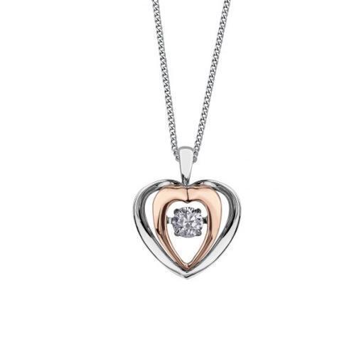 Double Heart Diamond Solitaire Pendant in 10K White & Rose Gold (0.15 CT. T.W.)