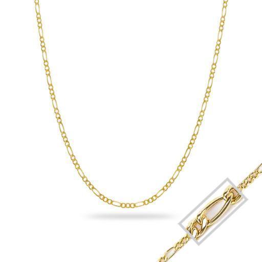 18" 14K Yellow Gold Hollow Figaro Chain Necklace - 4.86gm