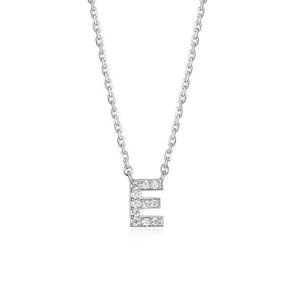 Diamondlite Cubic Zirconia Mini Initial E Necklace - Silver