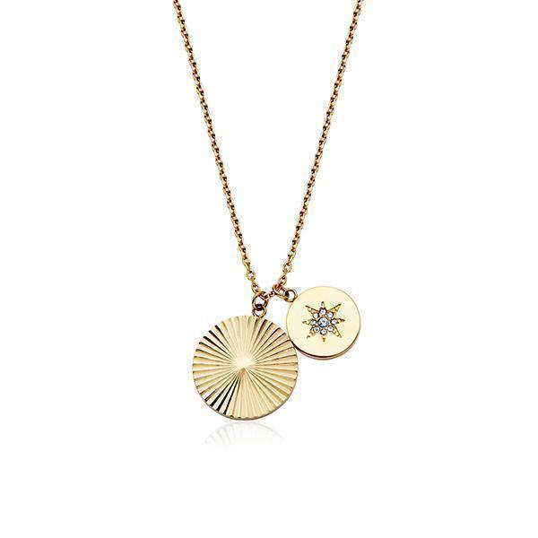 CJ Steelx Sunray Crystal Necklace - Gold