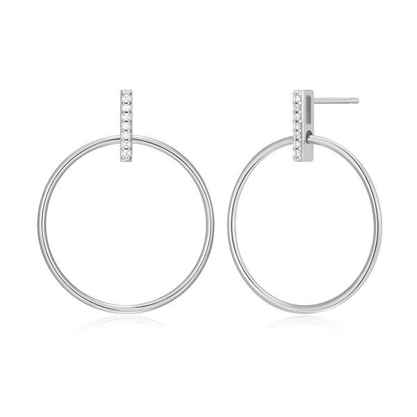 CJ Monte sterling silver lab­-created diamond 24mm open circle bar earrings