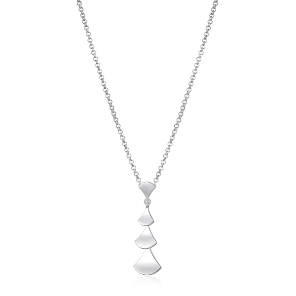 NR0LBJTA-W Delta Triangular Silver Link Necklace