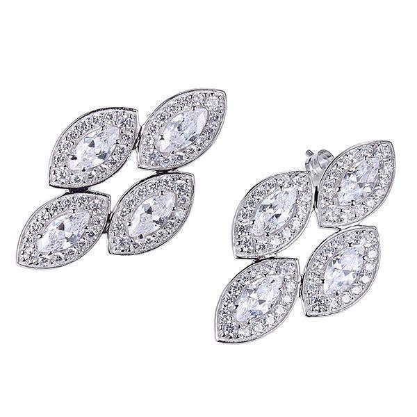 Diamondlite Cubic Zirconia Marquise Cluster Earrings in Silver