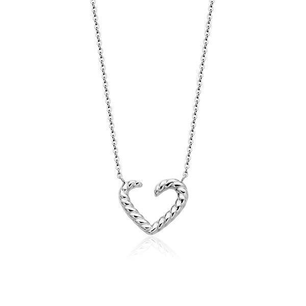 CJ Steelx Twisted Heart Necklace - Silver