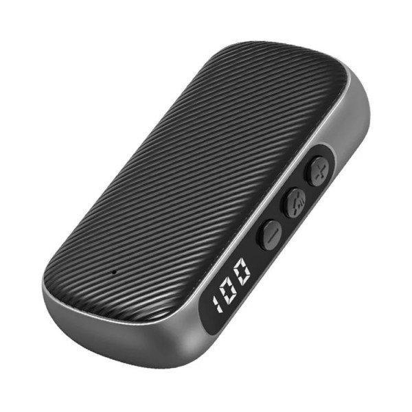 Bluetooth AUX Receiver Dual Connection Wireless Adapter for Music, Calls, Stereo Speaker with Mic GR11 for Universal Cell Phone, Device and More - Black