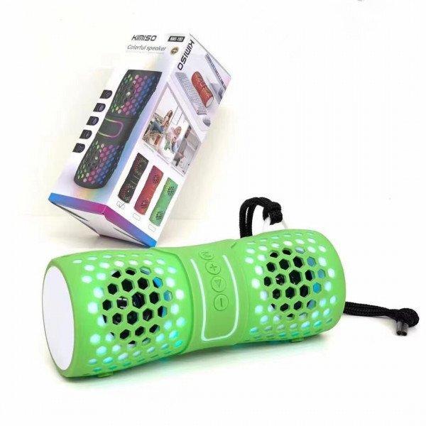 Wireless Bluetooth Speaker: 360 Sound Stereo Soundbar, TF/AUX/USB/FM, LED KIKMS-193 for Universal Cell Phone And Bluetooth Device - Green