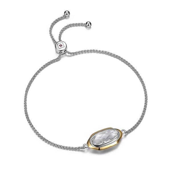 BR1LACGC-2T-9 Glacier White Quartz Two Tone Bolo Bracelet Size 9