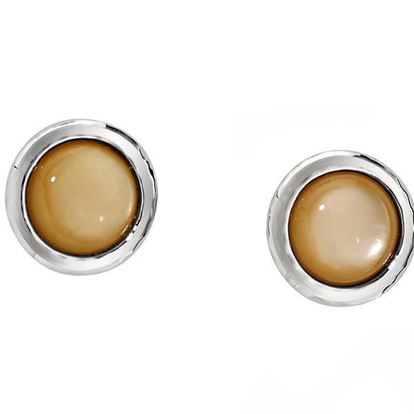 ER2LBCLA9-W Sterling Silver Yellow Mother of Pearl Post Earrings