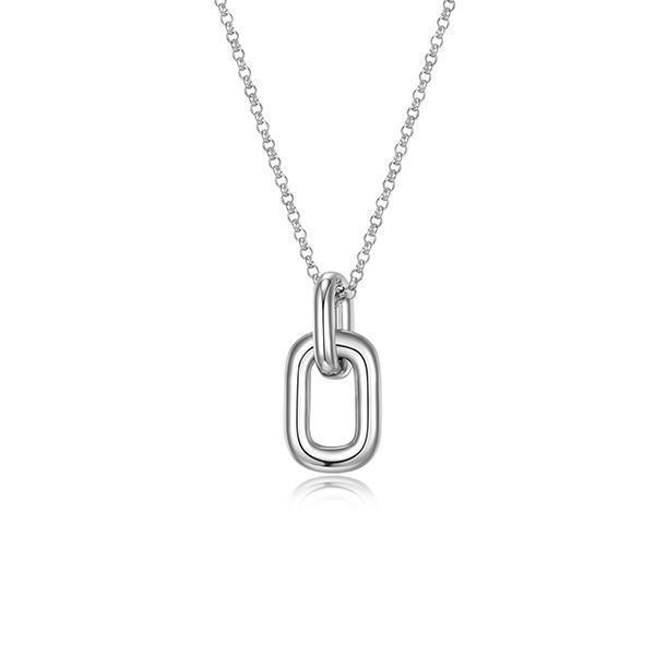 NR0LBT5-W "Simpatico" Interlocked Rectangle Link Necklace