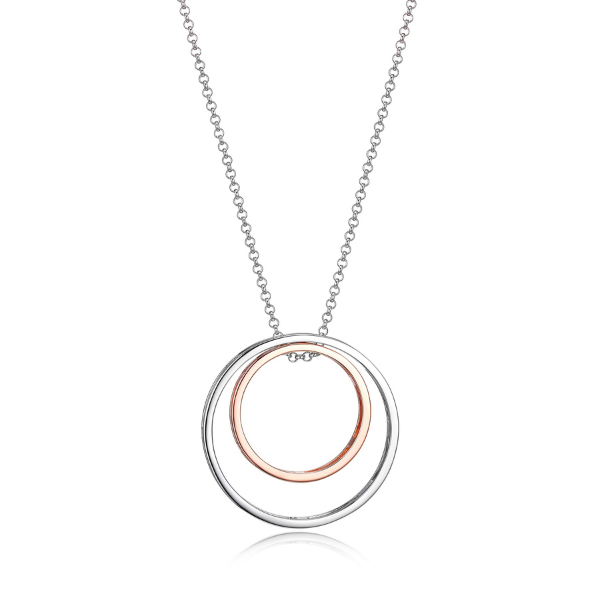 NR0LBGE96-2T Sphere Interchangeable Open Circle Two Tone Necklace
