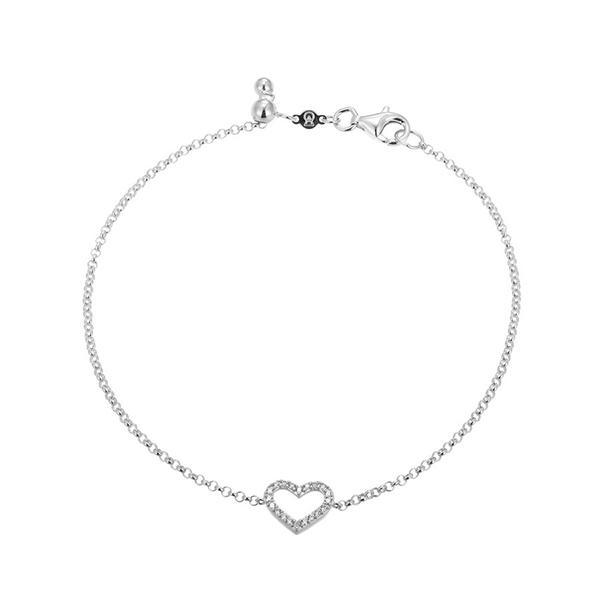 CJ Monte sterling silver lab­created diamond adjustable open heart bracelet