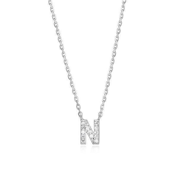 Diamondlite Cubic Zirconia Mini Initial N Necklace - Silver
