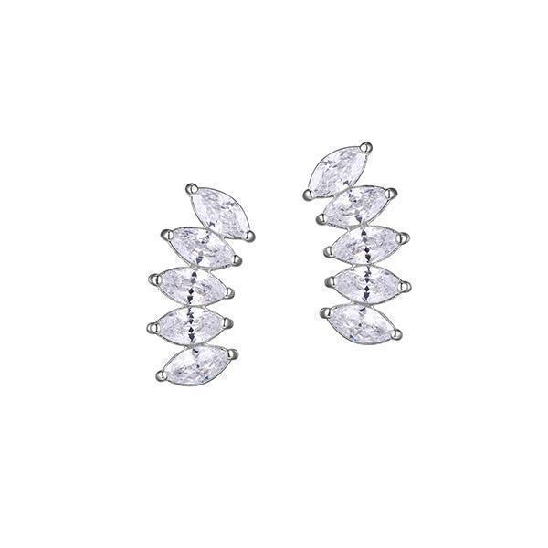 Diamondlite Cubic Zirconia Marquise Fan Earrings - Silver
