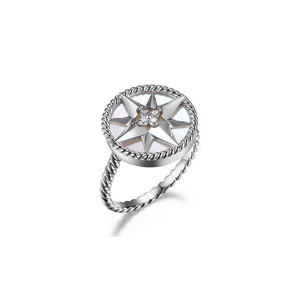 RCGR4Q01Y-W-7 Sterling Silver "STELLA" Star Ring - Silver